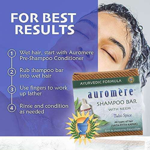 Auromere Ayurvedic Shampoo Bar - Eco Friendly, Handmade, Vegan, Cruelty Free, Natural, Non GMO, All in One Bar for Soap and Shampoo (4.23 oz), 5 pack
