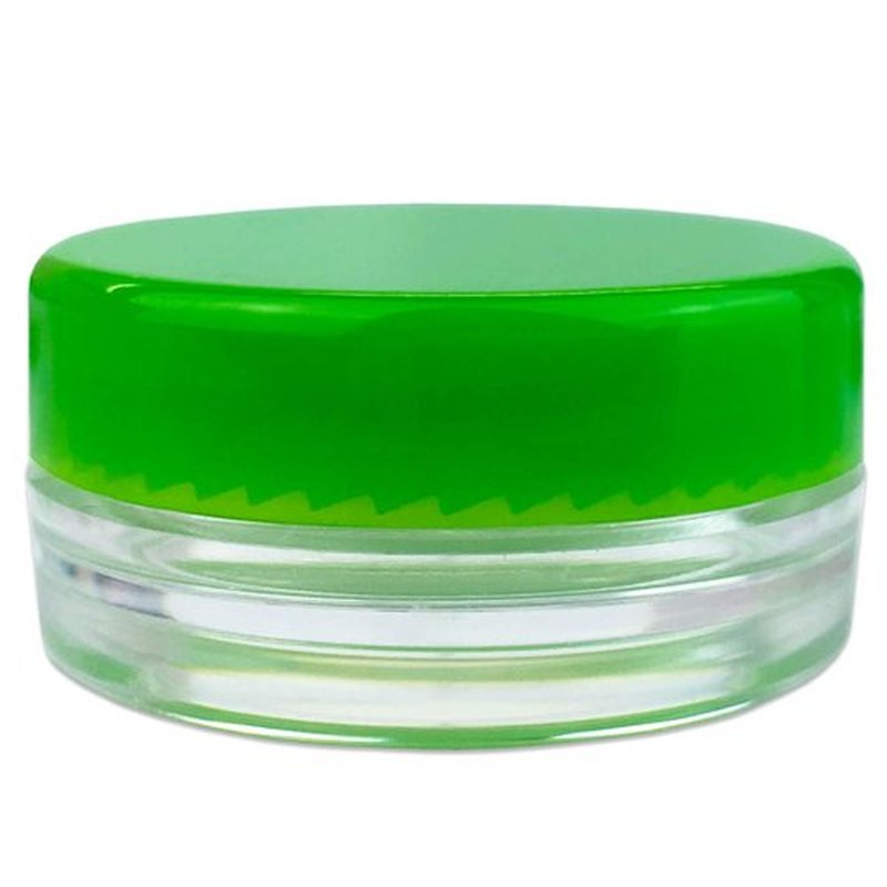 Beauticom 3g/3ml (0.1 Fl Oz) Round Clear Plastic Jars with Round Top Lids for Creams, Lotions, Make Up, Powders, Glitters, and more... (Color: Green Lid Quantity: 50 Pieces)