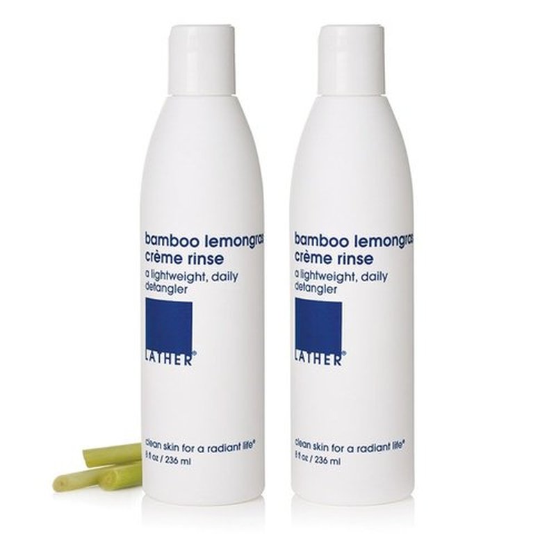 LATHER Bamboo Lemongrass Conditioner - Lightweight & Non-Greasy Crème Rinse Formula - Gentle Daily Hair Detangler Conditioner for All Hair Types - Sulfate Free - 8 Fl Oz Bottles (Pack Of 2)