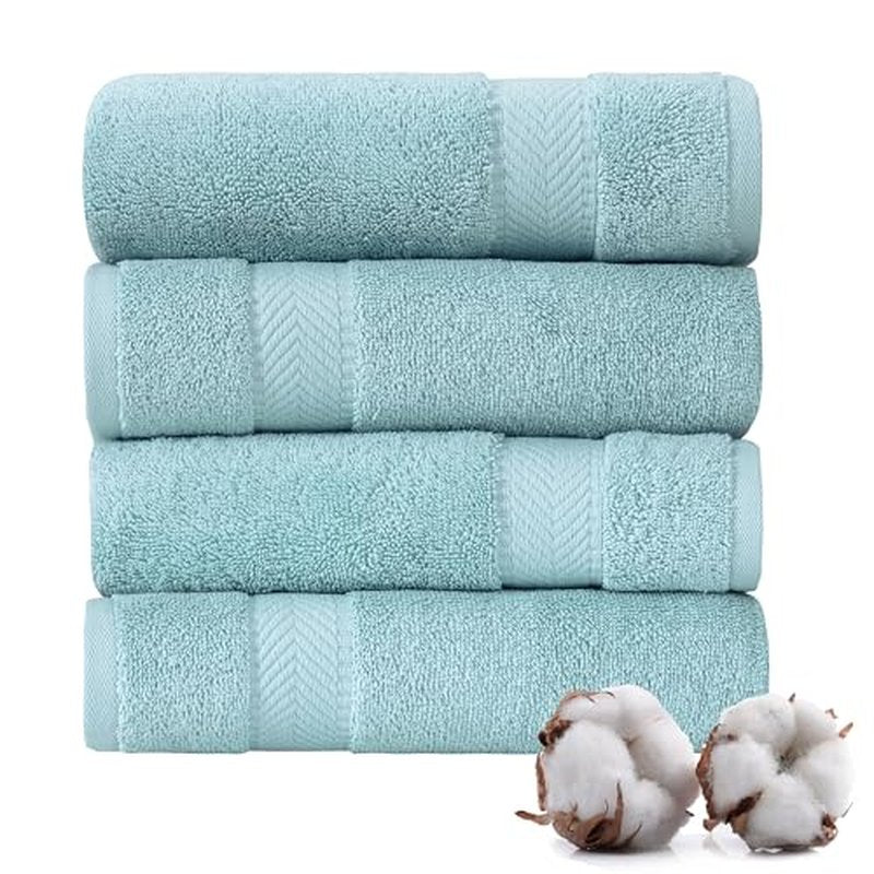 TEXTILOM Turkish Hand Towels for Bathroom – Hotel and Spa Quality & Soft & Absorbent & Quick Dry Bathroom Hand Towels – 100% Cotton Turkish Hand Towel Set of 4 (16 x 28 inches) - Aqua