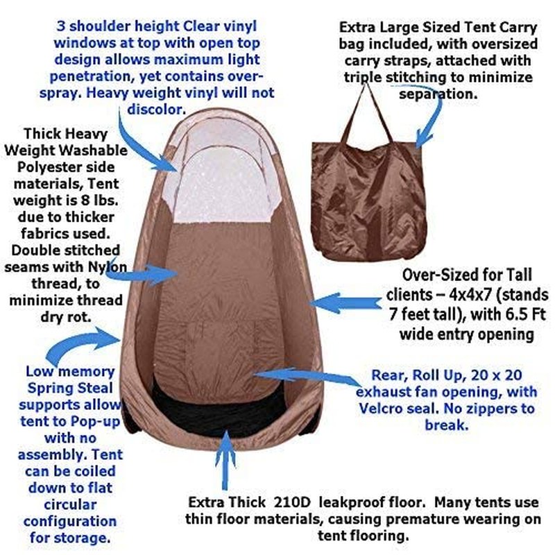 MaxiMist Spray Tan Machine - HVLP Airbrush Tanning System for Home Use | Elite Lite with Brown Tent