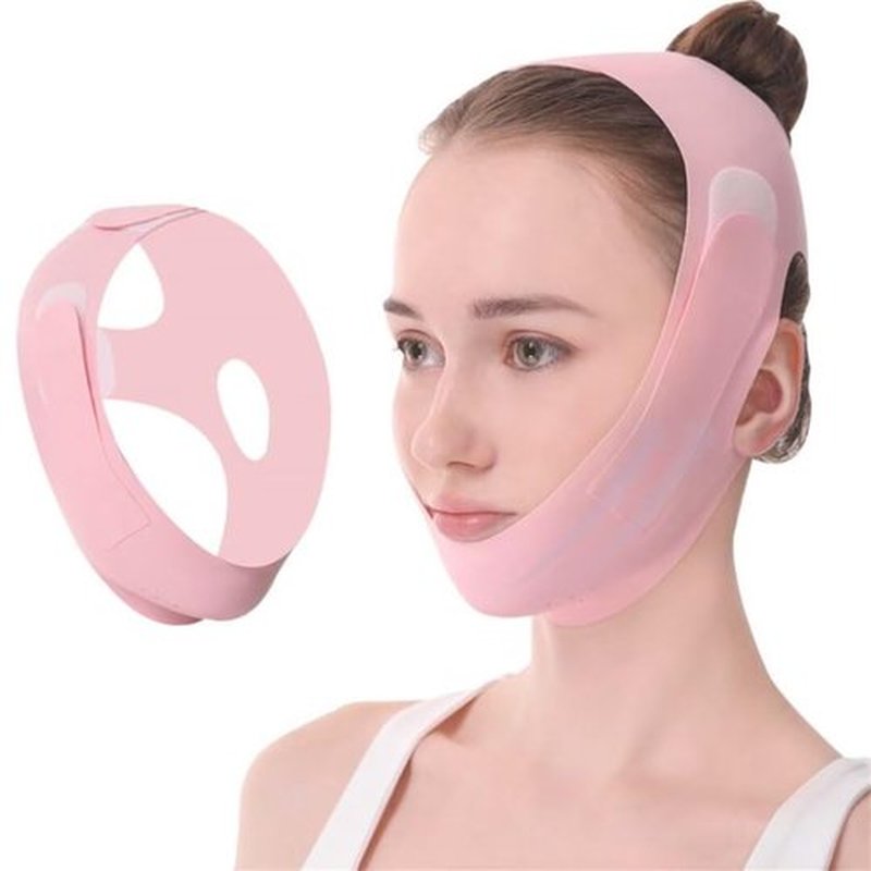 Habodd Chin Strap for Sleeping Face Lift Reusable V Line Mask Chin Strap for Double Chin Facial Shaping Belt Jawline Shaper Face Tightener Jaw Exerciser Face Lifting Anti Sagging Pink
