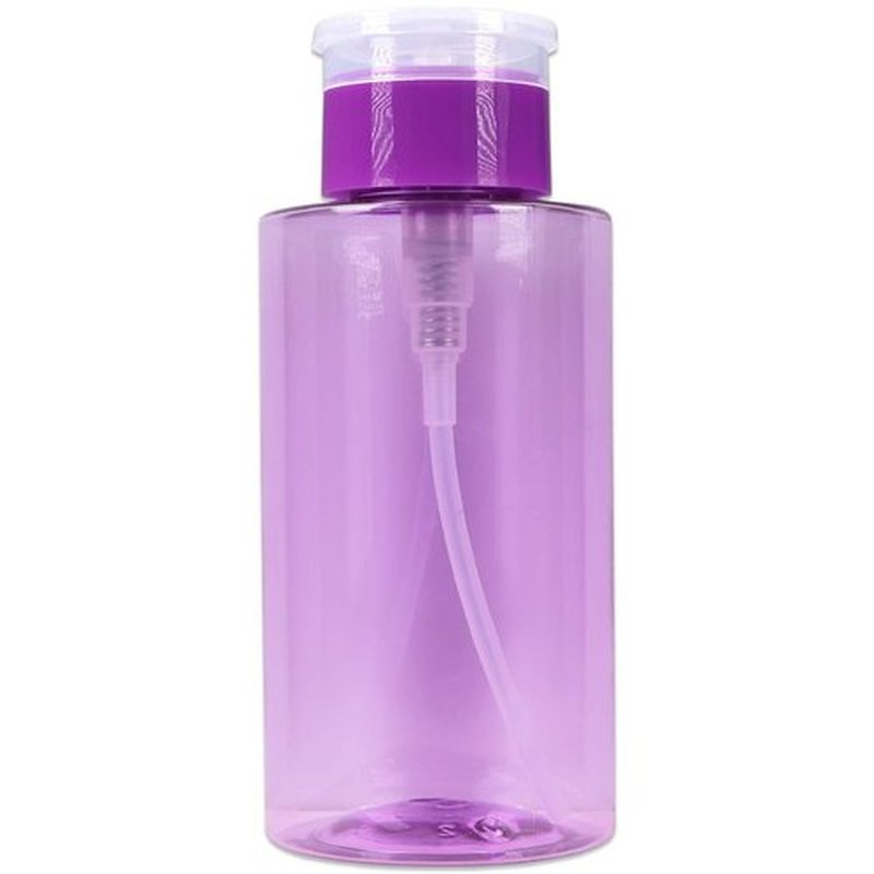 10oz Push Down Pump Dispenser Flip Top Cap Refillable Empty Bottle - Color: Purple - Lockable Travel Cosmetic Packaging Empty Bottle for Nail Polish Manicure