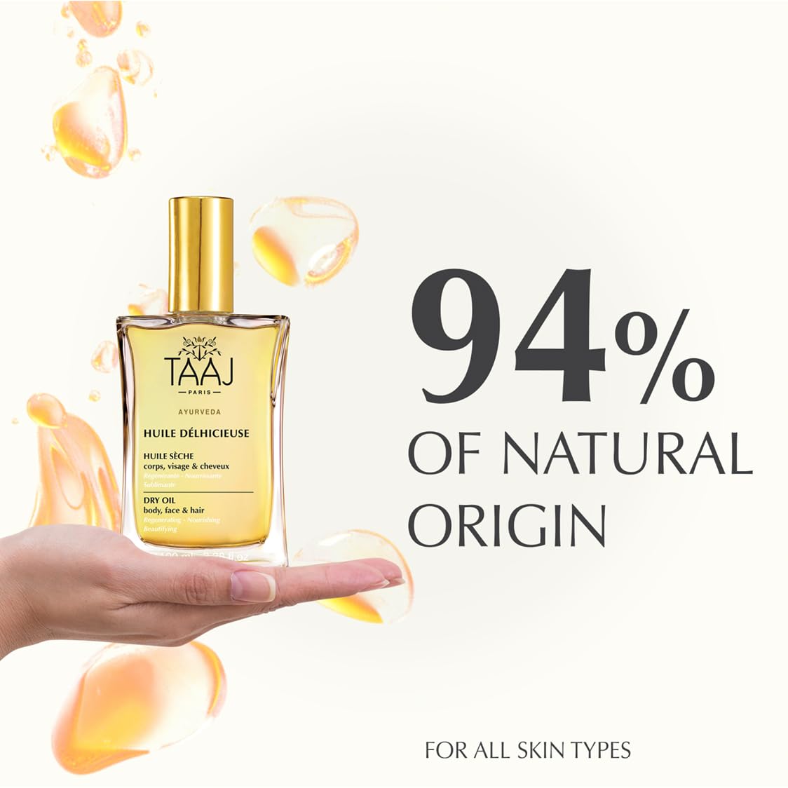 TAAJ | Délhicieuse Dry Beauty Oil | Face, Body & Hair | Nourishes, Protects & Revitalizes | Silky Skin & Repaired Hair | Ayurvedic-Inspired Skincare | 96% Natural Ingredients | Vegan | 1.7 fl oz