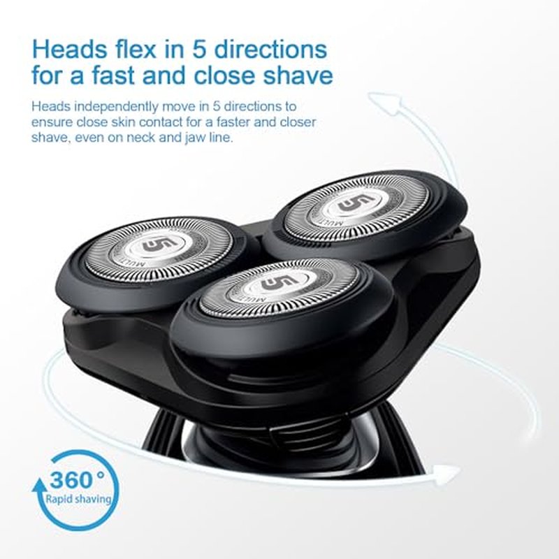 Replacement Heads Compatible with Philips Norelco 5000 Series, SH50 Replacement Blades for Philips Norelco SH50 Shavers, HQ8 Head for Norelco 5000 Shaver