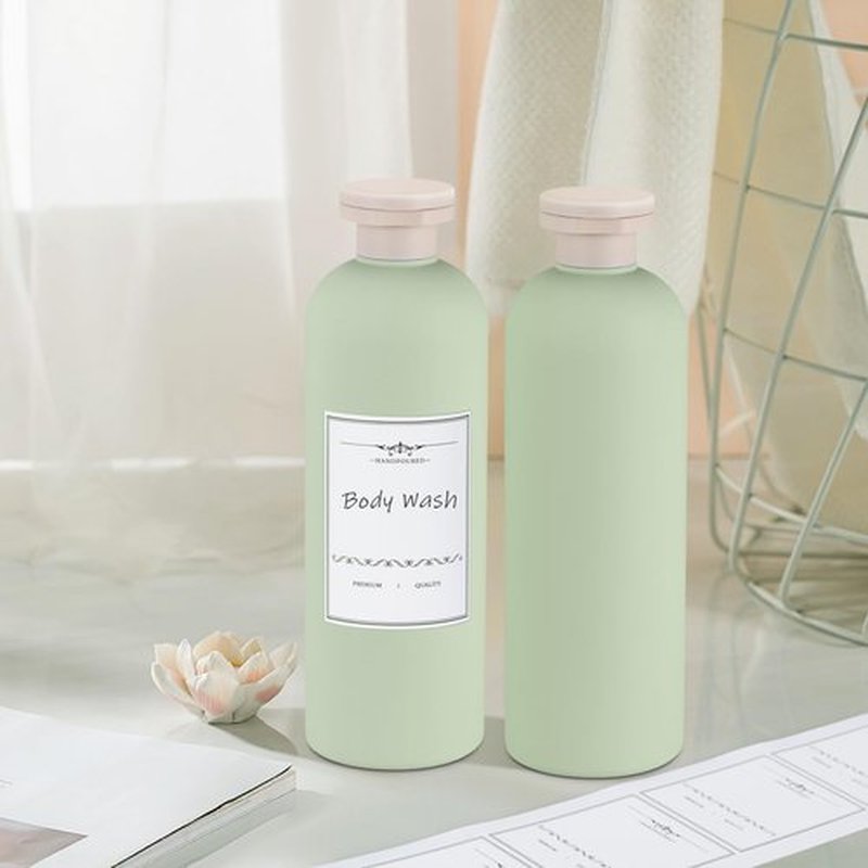 ASEVAT 13.5 oz Large Travel Shampoo and Conditioner Bottles, Green Squeeze Bottles for Shampoo, Travel Containers for Toiletries Leak Proof for Lotion, Cream and Liquids (4Pcs)