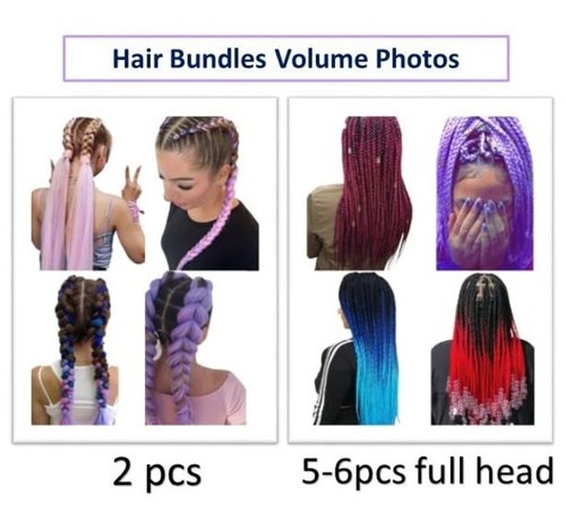 Braiding Hair Extension Jumbo Ombre Colorful for Crochet Braiding 6 Packs (High temperature, Synthetic Fiber, 24 inches) (6 Bundles, Purple to Peach to Pink)