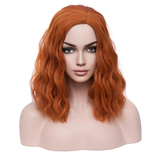 BERON 14" Women Orange Wigs Girls Short Curly Ginger Wig Bob Wavy Wig Body Wave Halloween Cosplay Costume Daily Party Wigs