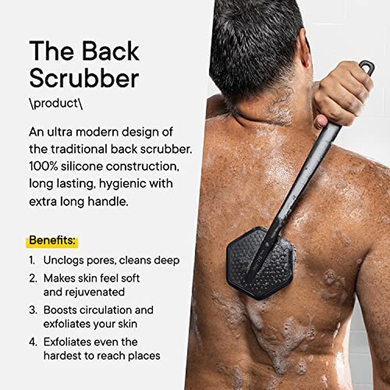 Tooletries Special Edition Camo Silicone Back Scrubber with Hook - Exfoliating Shower Brush, Back Washer for Men, Durable Back Brush with Long Handle - Long Lasting Bath & Shower Accessories