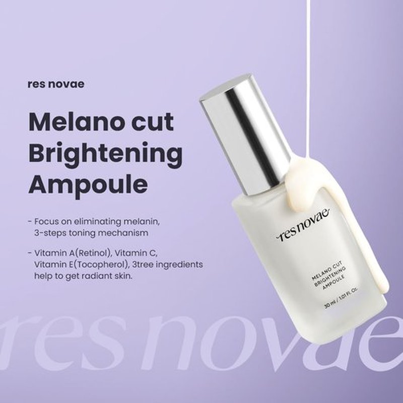res novae Melano Cut Brightening Ampoule 1.01 fl.oz 30ml, Vitamin Facial Serum, Melanin Correcting by Niacinamide, Glutathione, Bisabolol, Radiance Face with Retinol