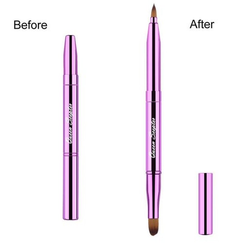 Cosmetic Brushes Lip Eye Double Sided Makeup Brush with Cap for Travel Retractable Lip Brush Eyebrow Brush Concealer Brush For Lipstick Portable Purple