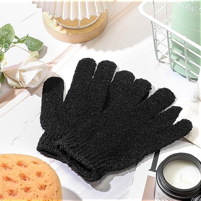 Ramede 30 Pair Exfoliating Gloves Double Sided Exfoliating Bath Gloves Nylon Colorful Shower Gloves for Men Women Beauty Spa Massage Shower Deep Clean Body Skin Bathing Scrubber Accessories (Black)