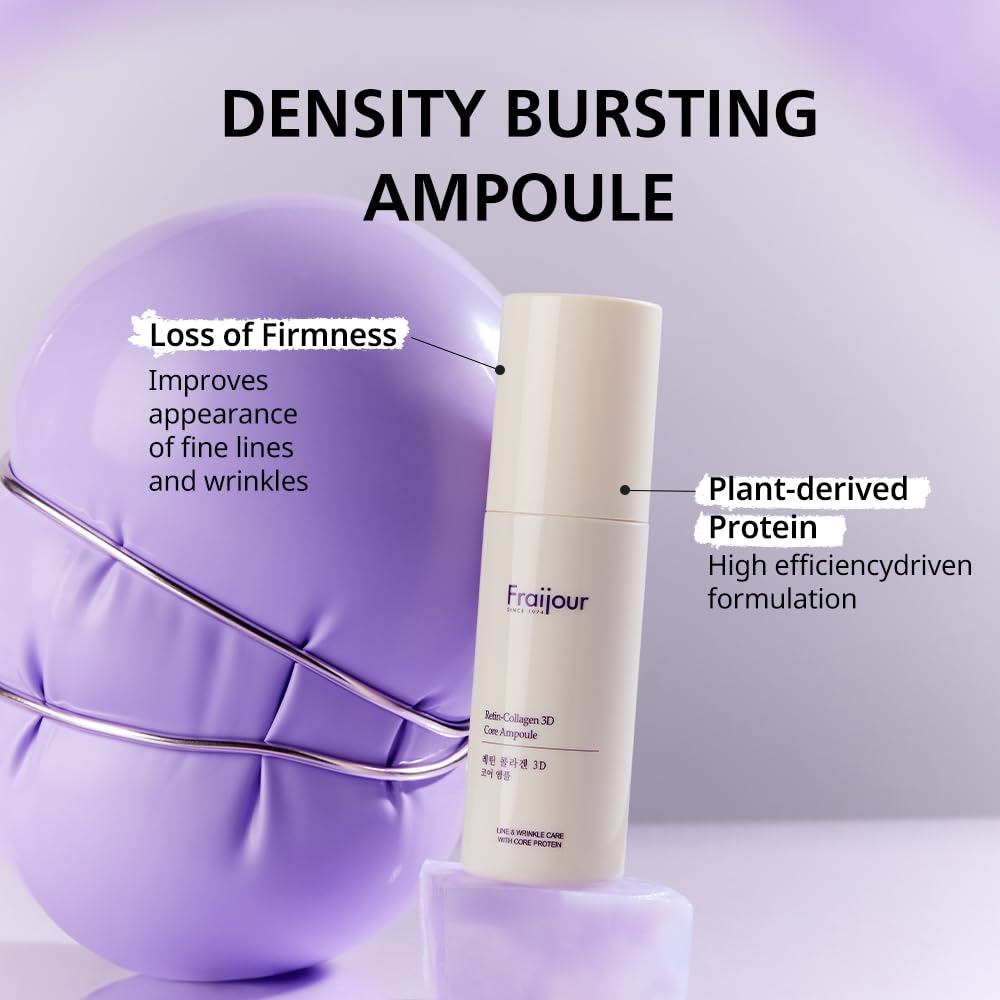Fraijour Retin-Collagen 3D Core Ampoule – Anti-Aging Serum with Stabilized Retinal, 29 Proteins & Milk Extracts, Firms & Revives Skin, Boosts Elasticity & Glow, For Sensitive Skin, 1.69 fl.oz.