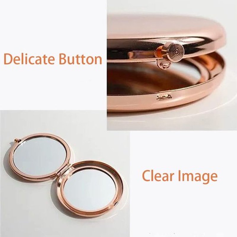 oaiqiy Compact Mirror, Handheld 2.75 Inch Travel Makeup Mirror, 1X/2X Magnifying Round Pocket Makeup Mirror(Gold, 2 Pieces)
