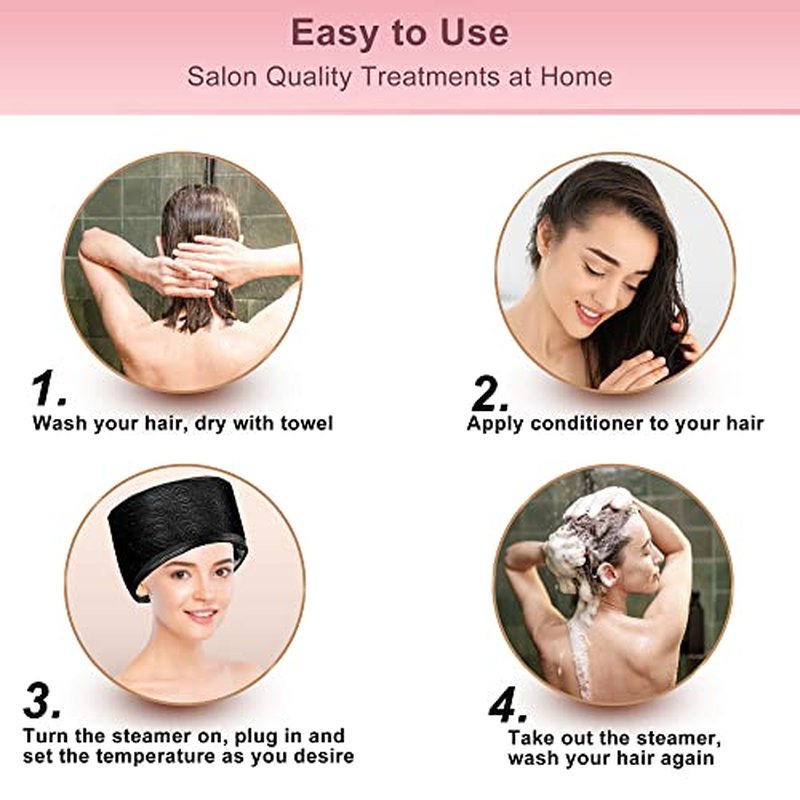 Heat Cap for Deep Conditioning, Ingeware Thermal Cap for Hair Steamer Cap for Natural Hair Portable Electric Heat Hair Spa Cap for Home Use Pattern (Floral Print)