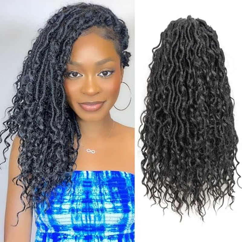 Goddess Locs Crochet Hair 12 Inch 8 Packs Faux Locs Crochet Hair For Black Women Crochet Hair Pre Looped Crochet Faux Locs With Curly Ends River Locs Crochet Hair (12 Inch, 1B)