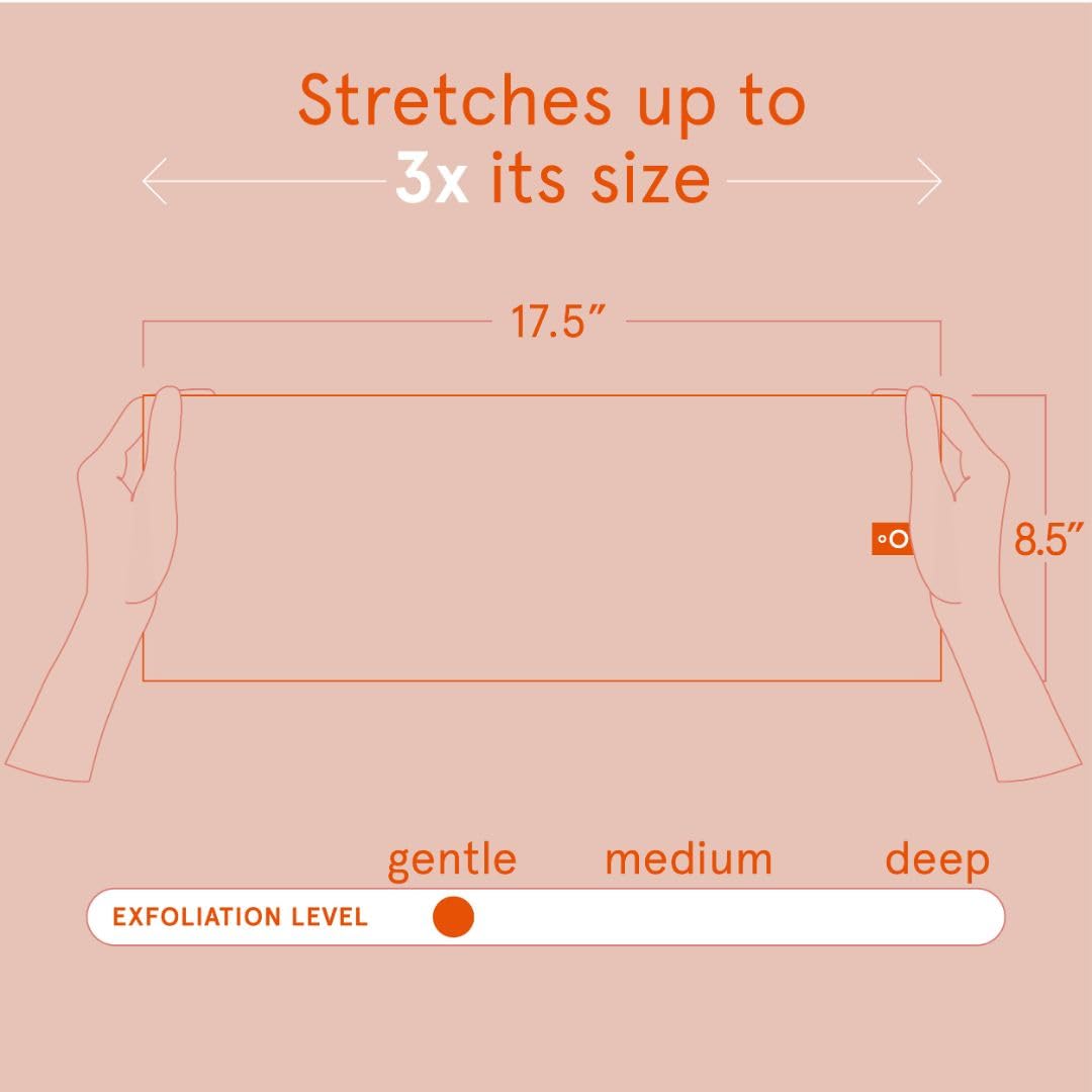 Cleanlogic Body Exfoliating Cloth, Stretchy Organic Sustainable Cotton Exfoliator Bath and Shower Washcloths, Reusable Daily Skincare Tool, 3 Count
