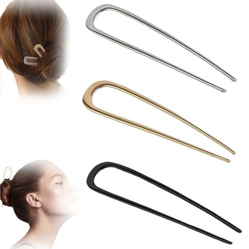 French Hair Pin, 2024 New U-shaped Hair Clips, Hairpins for French Twist Hair Buns Chignons, French Hair Sticks Fork Accessories For Women Girls French Roll (Mixed 3PCS)