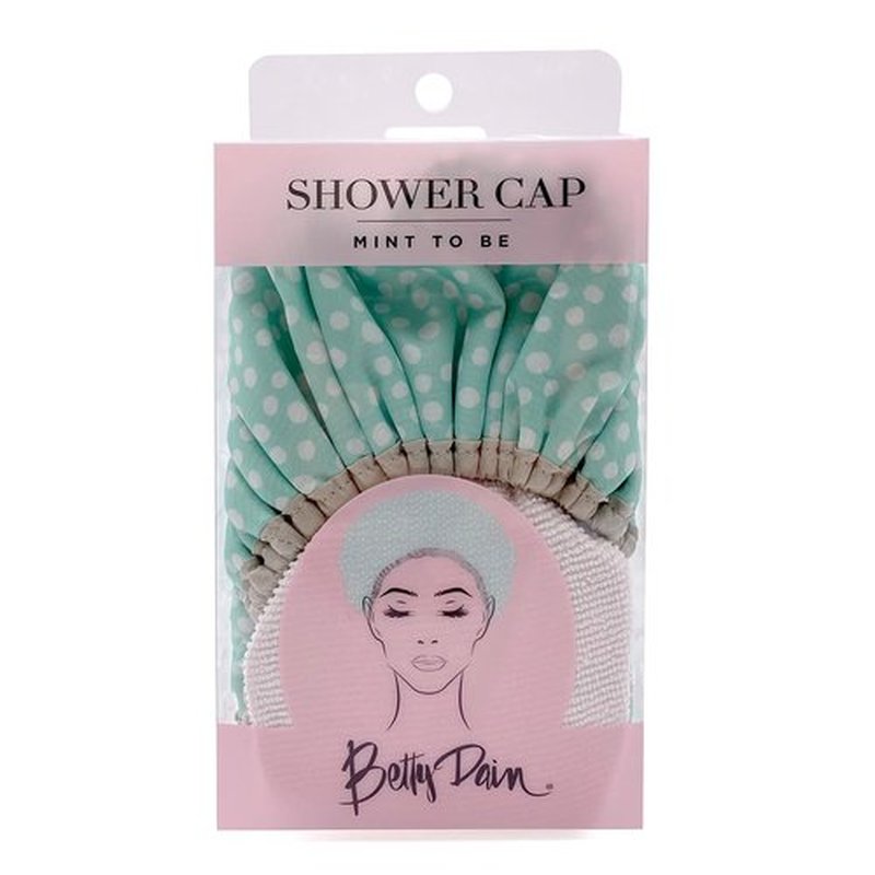 Reusable Nylon Shower Cap & Bath Cap, Reversible Oversized Waterproof Shower Caps Large Designed for all Hair Lengths w Terry Lining & Elastic Band Stretch Hem Hair Hat - Socialite Mint To Be
