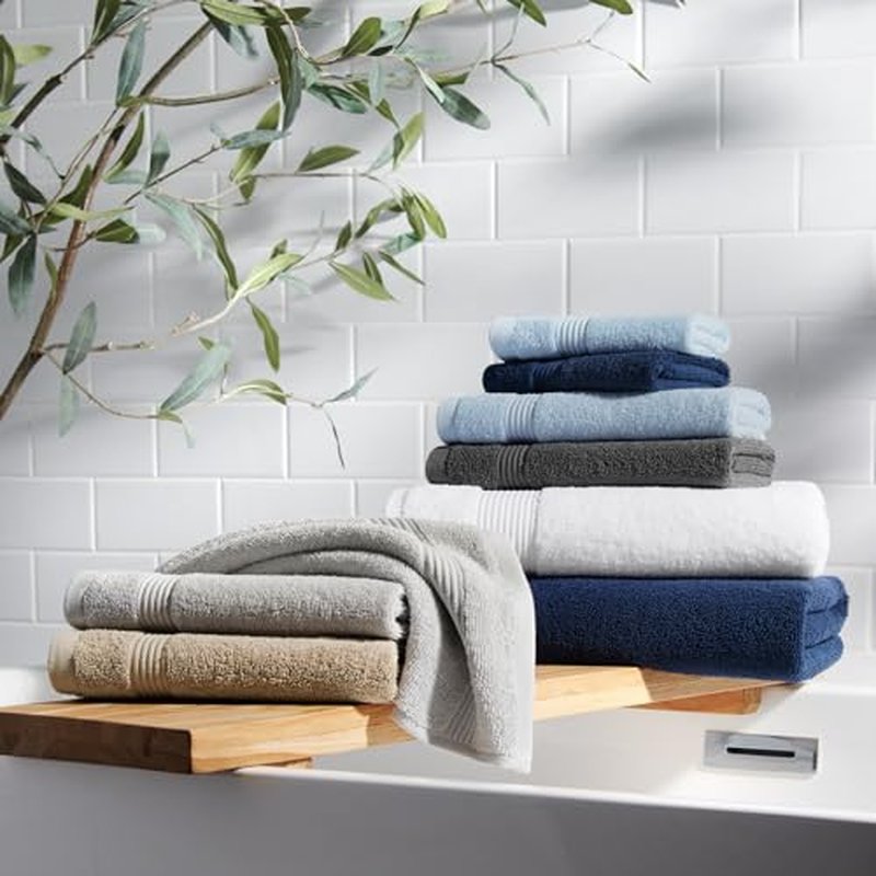 Arkwright Bath Towels Set of 6 - Super Soft 100% Cotton, 600 GSM Quick Dry & Absorbent, Luxury Bathroom Essentials with 2 Shower Towels, 2 Hand Towels and 2 Washcloths, Alabaster Ivory