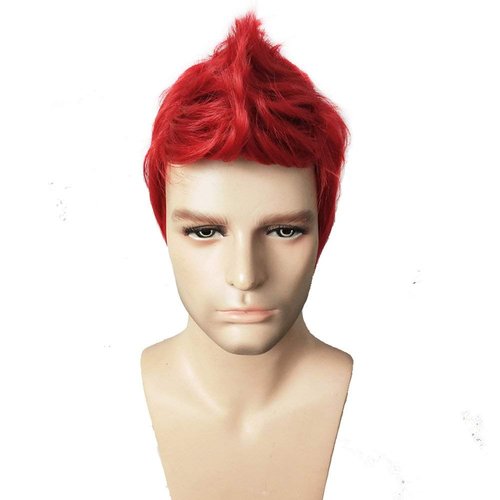 RightOn Red Wig for Men Short Red Wigs for Cosplay Party Wig with Wig Cap