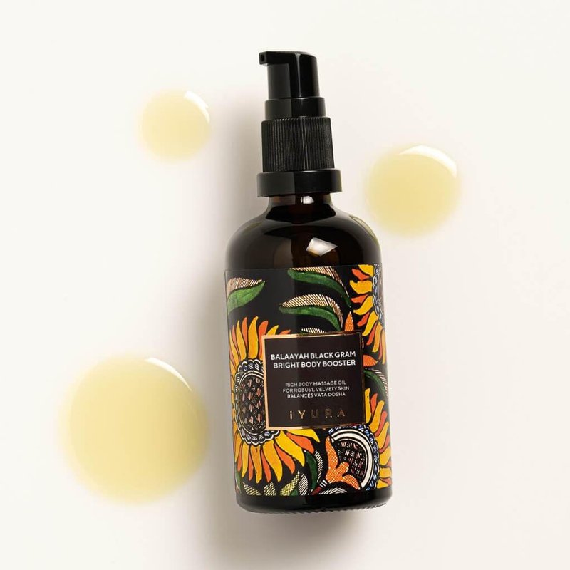 iYURA Balaayah Black Gram Bright Body Booster | Body Oil for Crepey, Mature Skin | Firms the look of Sagging Skin on the Arms & Legs | Long-Lasting Intense Moisturization | 3.38 fl oz (100 ml)