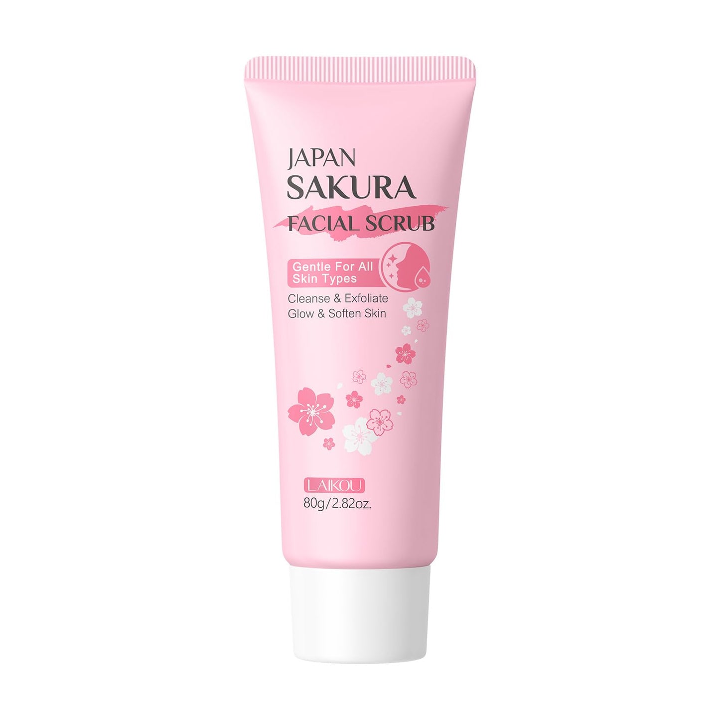 New Cover Facial Scrub for Women Gently Exfoliating Refining Pores, JAPAN SAKURA Face Exfoliator Scrub Cleanser Remove Dead Skin & Blackheads Face Wash Glow Moisturizes, Smooths, Softens (80g/2.82oz.)