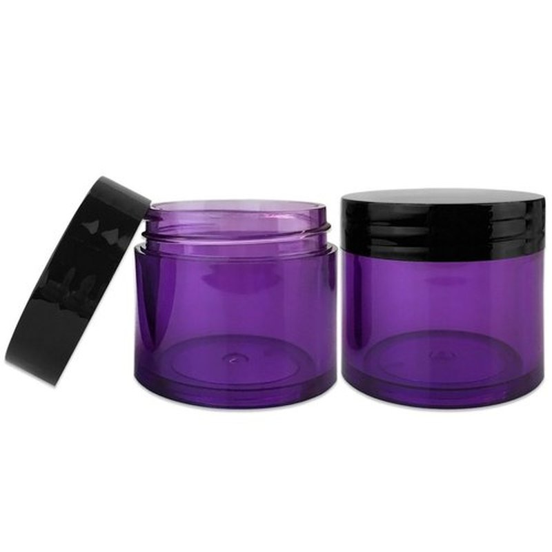 Beauticom 30g/30ml (1 fl. oz.) Double Wall Purple-Tinted Plastic Leak Proof Jars with Flat Top Lids for Creams, Lotions, Make Up, Powders, Glitters, and more... (Color: Black Lid, Pieces: 30)