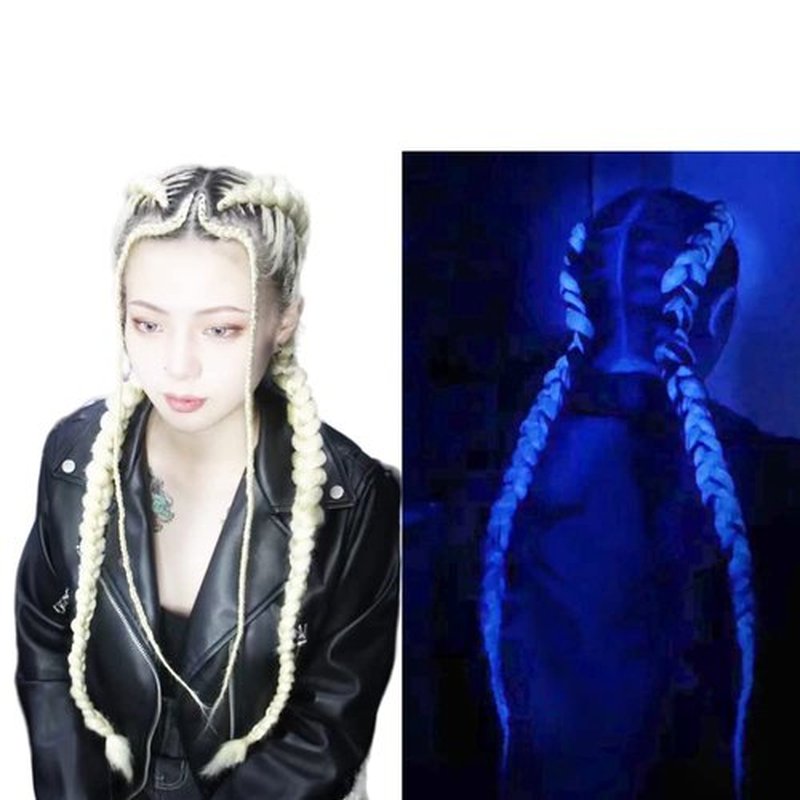 Glowing in Darkness Braiding Hair 400g Braiding Hair Jumbo Box Braids Hair Extensions Shining Jumbo Braids Hair Fluorescent Light in Darkness (White)