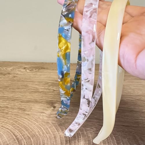 KOVOLITU 3 Pack Eyewear Headbands Comfortable Plain Headbands for Women Headband Designed for Eyewear Fashion Skinny Headbands(Beige,Pink,Blue)