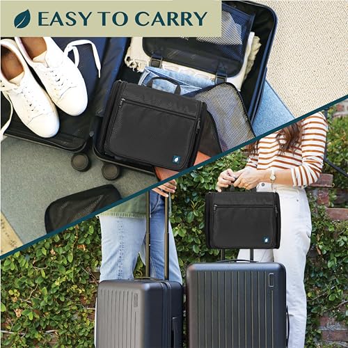 PAVILIA Large Hanging Toiletry Bag Travel Bag Women Men, Cosmetic Organizer, Water Resistant Makeup Bag Accessories Toiletries, Travel Essentials Kit, Black