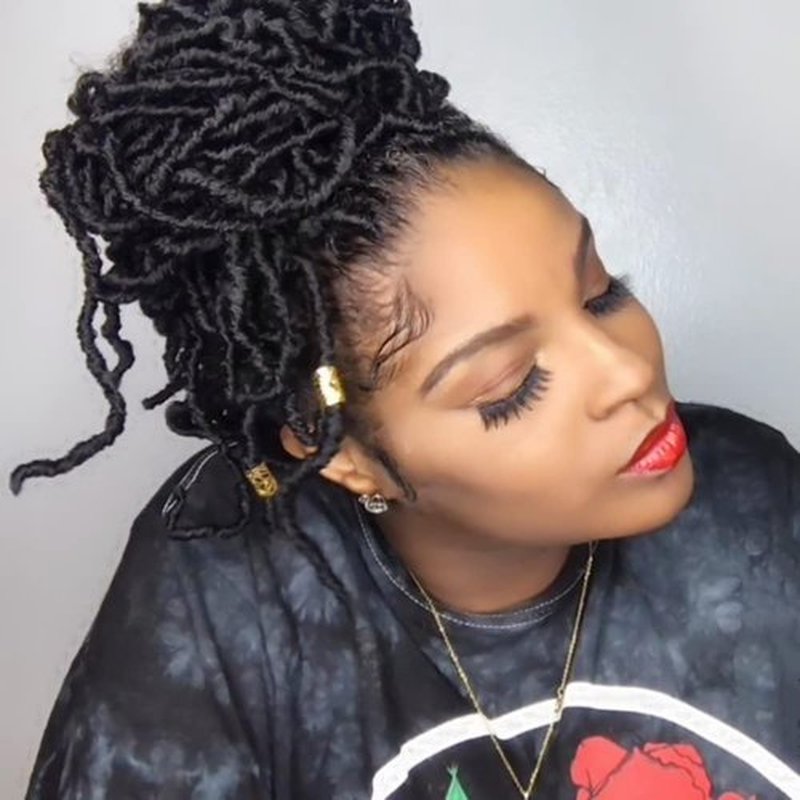 12 Inch Soft Locs Crochet Hair 6 Packs Short Straight Pre-looped New Faux Locs Crochet Hair, 2#(Off Black)