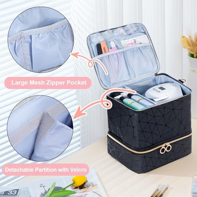 Uross Nail Polish Organizer Bag Holds 30 Bottles Nail Polish & Nail Kit -Nail Polish Storage Organizer Nail Polish Bag Nail Supplies Organizer Case for nail tech - Darkgreen