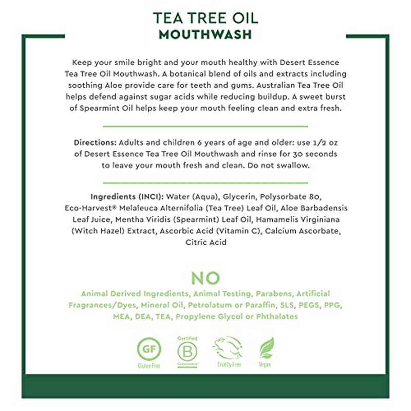 Desert Essence Tea Tree Oil Mouthwash 16 Fl Oz