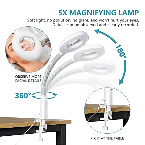 Nova Microdermabrasion 2 in 1 Facial Steamer Pro Ionic Ozone Facial Steamer on Wheels with 5X Magnifying Lamp Hot Mist Function for Salon Spa Home Beauty Equipment