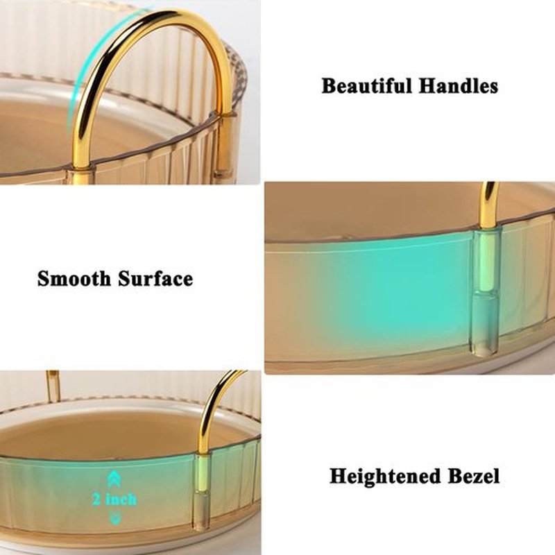 Zufudo Rotating Makeup Organizer 1 Tier Lazy Susan Trays Skincare Perfume Organizer for Bathroom Counter Vanity, Green Gold