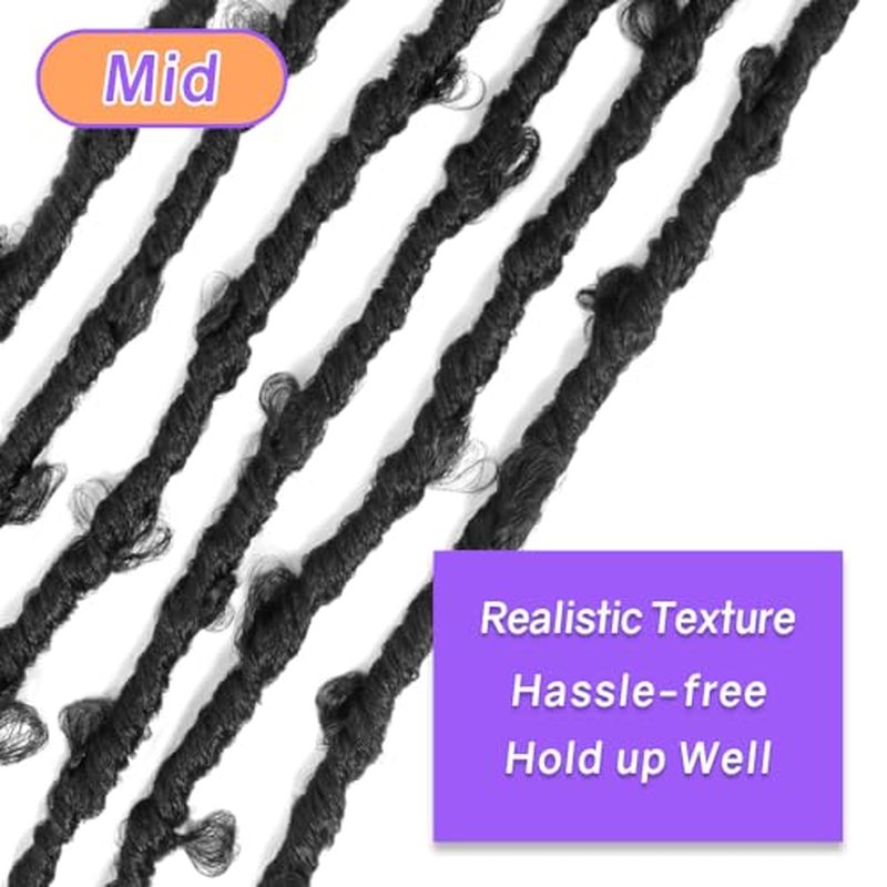 Crochet Butterfly Locs with Curly Ends 14 Inch, Boho Distressed Butterfly Locs Crochet Hair, Black Bohemian Goddess Faux Butterfly Braids with Curly Ends (6 Packs, 1#)