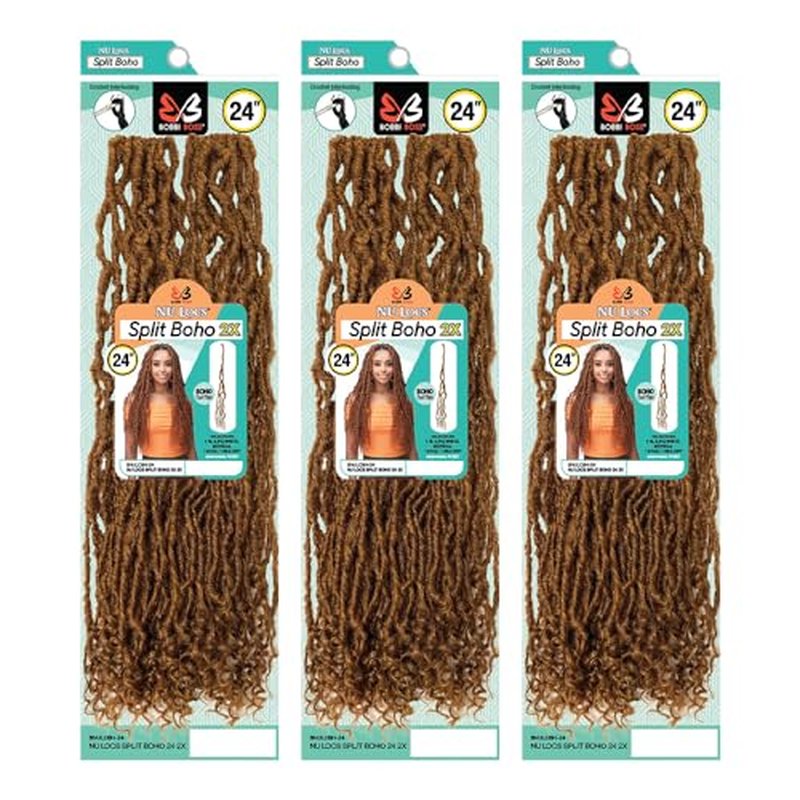 BOBBI BOSS Crochet Braids Nu Locs 2X Split Boho 24" (1B)