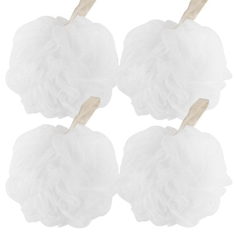 Fu Store Bath Sponges Shower Loofahs 50g Mesh Balls Sponge for Body Wash Bathroom Men Women - 4 Pack Scrubber Cleaning Loofah (50g White 4 Pack)