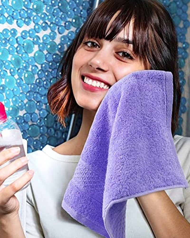 Cleanbear Wash Cloths Cotton Facecloths, Large Face Cloths 6 Ultra-Soft Washcloths for Bathroom and Guestroom, Fade-Resistant Face Towels 13 by 13 Inches (Lavender)