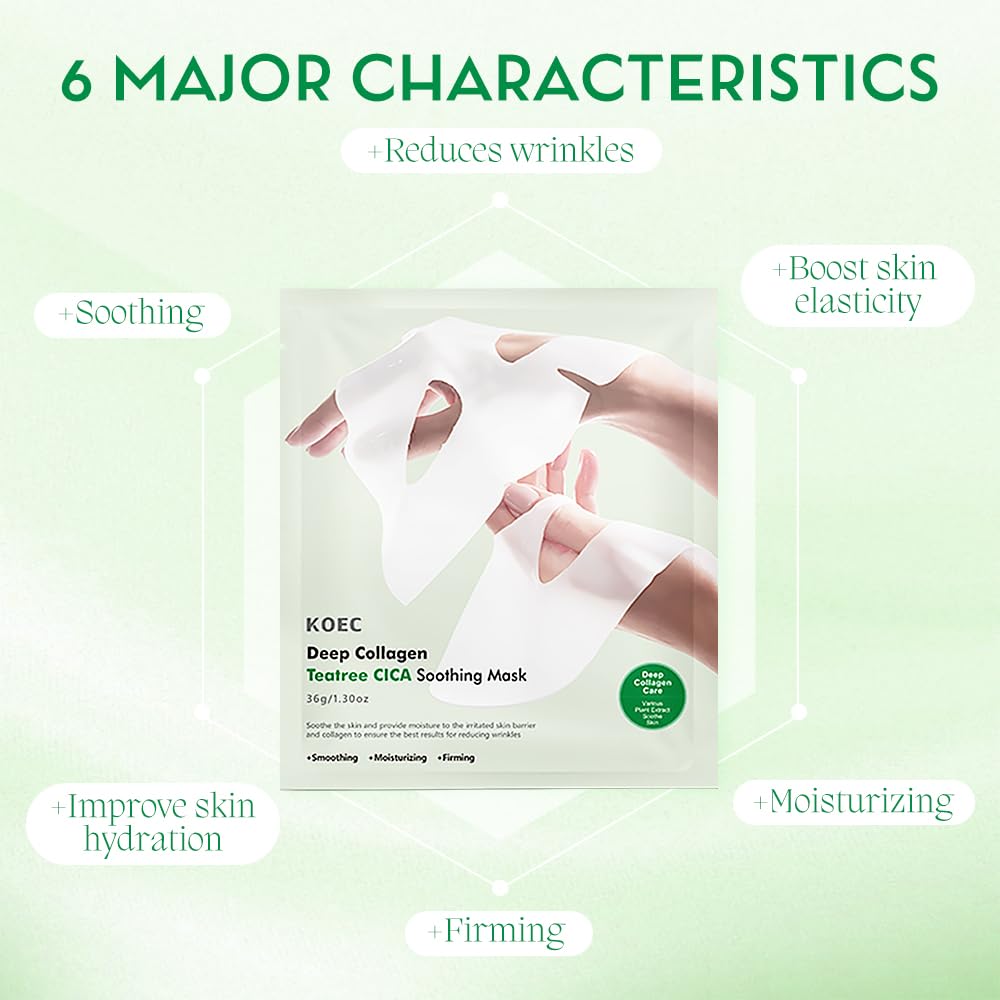 Ueseinl Collagen Face Mask 4-Pack - Hydrogel Sheet Mask with Hyaluronic Acid & Peptides for Instant Glow,Korean overight Wrapping Face Sheet,Elasticity Enhancing,Firming,Moisturizing
