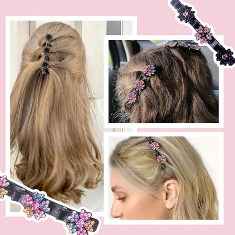 4 PCS Sparkling Crystal Stone Braided Hair Clips Girls,2024 Hair Clips for Women,Hair Clips for Thin Thick Curly Hair,Small Hair Clips Hair Braid Clips for Home Use (4-pc)