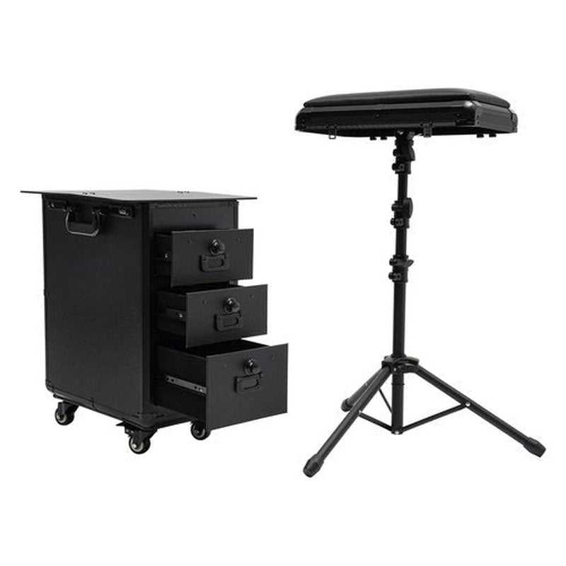 Gdrasuya10 Professional Makeup Train Case Rolling Makeup Case with Armrest Stand Portable Large Makeup Cosmetic Travel Organizer Nail Tech Makeup Cart with Wheels and Lock, 3 Drawers