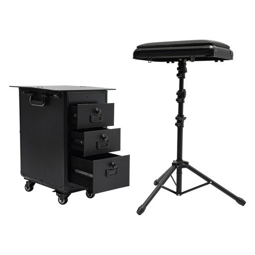 Gdrasuya10 Professional Makeup Train Case Rolling Makeup Case with Armrest Stand Portable Large Makeup Cosmetic Travel Organizer Nail Tech Makeup Cart with Wheels and Lock, 3 Drawers
