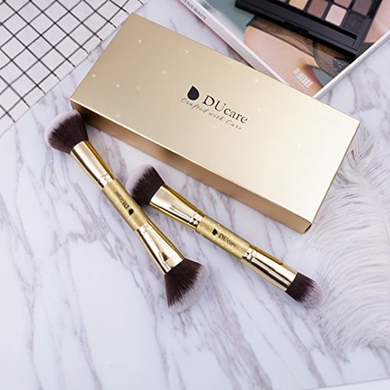DUcare Makeup Brushes Duo End Foundation Powder Buffer and Contour Brush Synthetic Cosmetic Tools 2Pcs