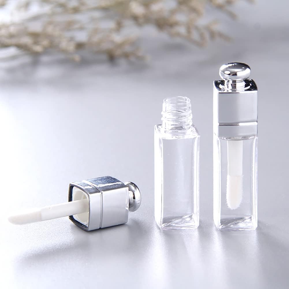 aoukoslt 6 Pcs 3ml Empty Lip Gloss Tubes Clear Refillable Lip Balm Bottles Transparent Mini Lipstick Containers for DIY Makeup Lip Gloss Makeup