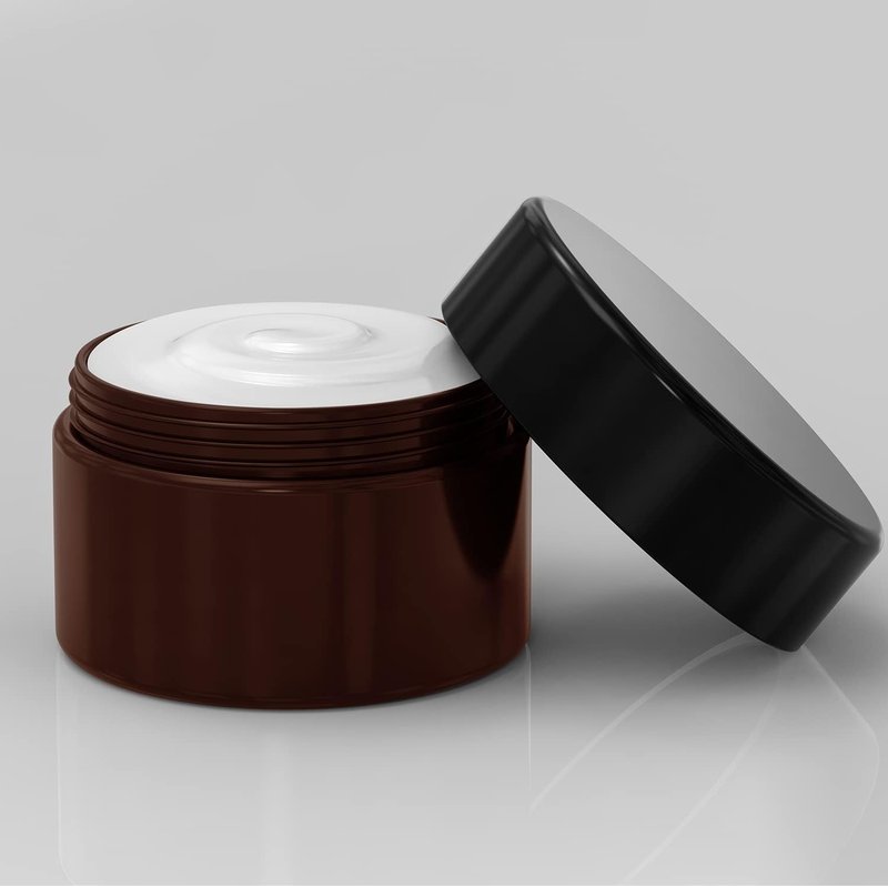 Amber Plastic Cosmetic Jars - Leak Proof Containers for Creams & Lotions | 8 oz, 6 Pack