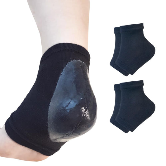 Moisturizing Gel Heel Socks to Repair Dry Cracked Heel - Soften, Soothe, and Revitalize Your Feet, for Men and Women (Black, 2 Pairs)