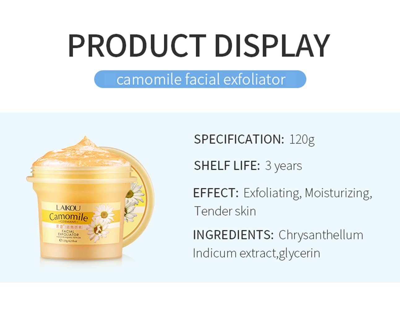 BEUKING Camomile Face Exfoliator Gel Scrub, Body & Facial Peeling Gel, Deep Clean Pores, Gentle Tender Skin Rubbing Mud,