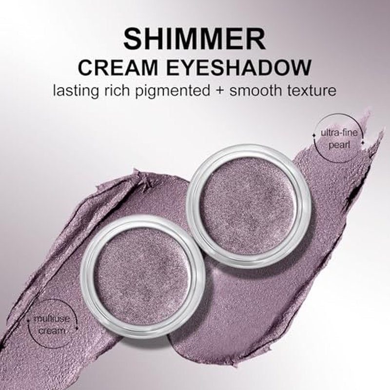 KYDA Purple Shimmer Cream Eyeshadow, Smooth Ice Cream-like Texture, Lasting High Pigmented Creamy Formula, Blendable Shimmer Finish, Face & Eyes Highlighter, Multiuse Shimmer Cream